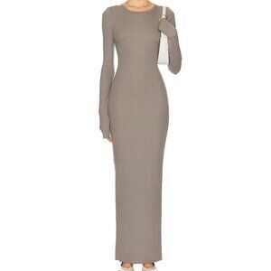 NWOT Eterne Long Sleeve Crewneck Maxi Dress in Clay Grey